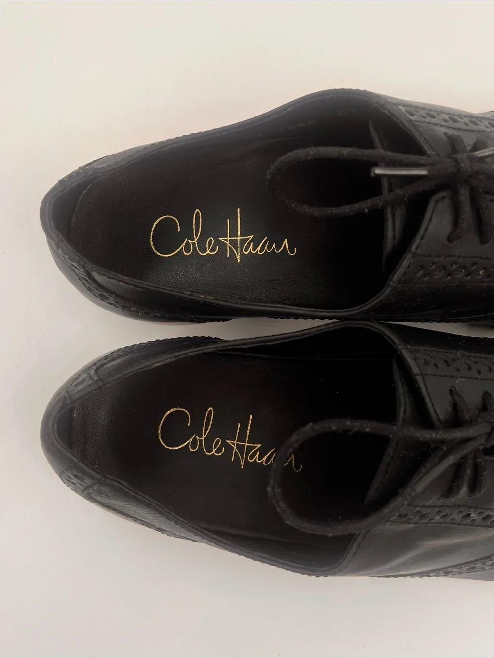 Cole Haan‎ Men’s Leather Wingtip Oxfords Black 10.5B Brogue D35722 Lace-Up